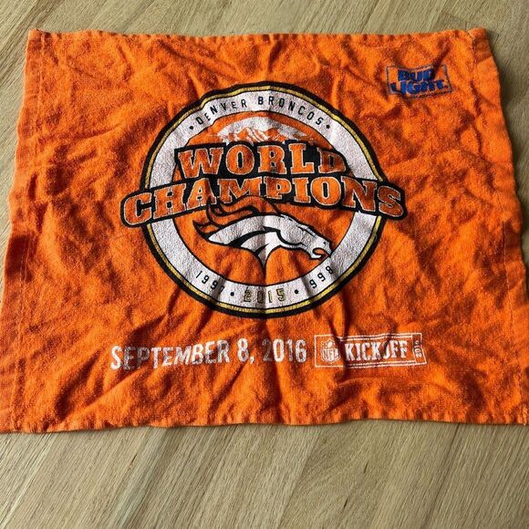 Denver Broncos World Champions Rally Towel - September 8, 2016 orange blue fan - Picture 2 of 4